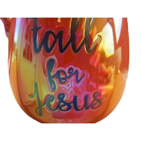 Fall For Jesus Orange Lusterware Iridescent Mug Bebe Harvest Thanksgiving NWOT - Picture 8 of 10